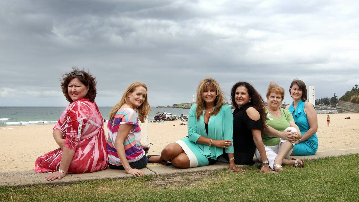 Brenda Lewis, Teresa Nuske, Rhonda Cristini, Jeanette Rowland, Isabella Fassone and Mahalia Wilcocks, at North Wollongong Beach. Picture: SYLVIA LIBER