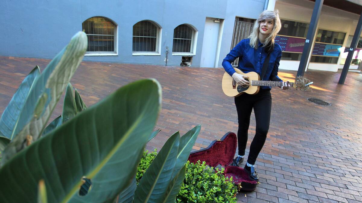 Although Bec Sandridge gets nervous every time she busks, she loves the challenge. Picture: ORLANDO CHIODO