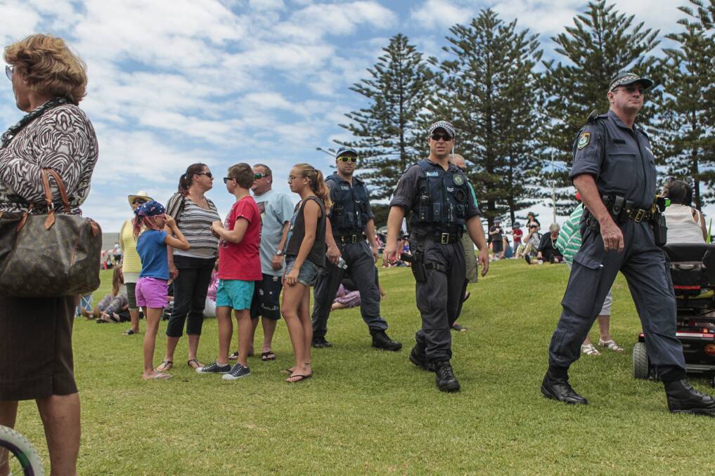 Wollongong police ensure revellers have a safe Australia Day. Picture: CHRISTOPHER CHAN