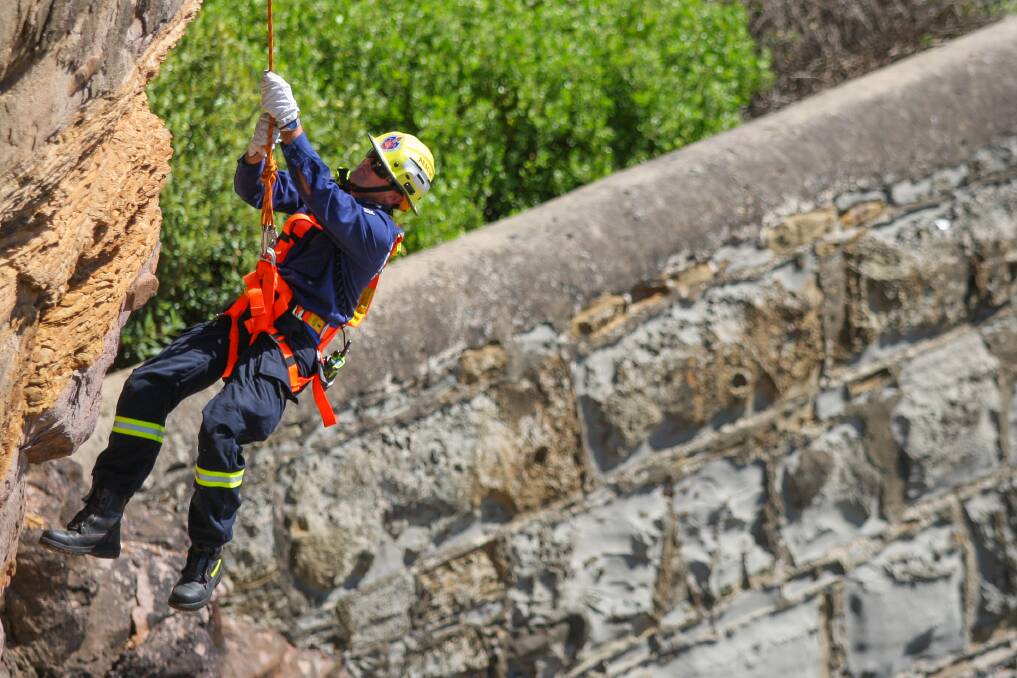 The training exercise at Flagstaff Hill on Saturday. Pictures: ADAM McLEAN