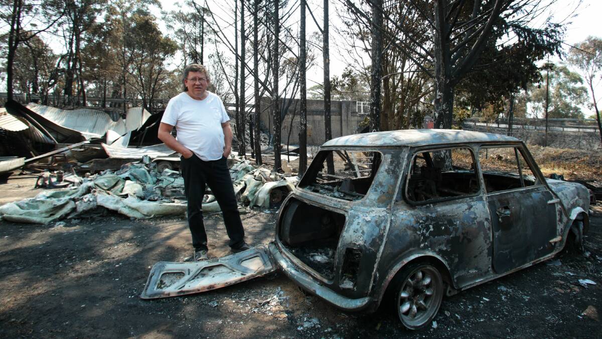 Andre Mowdon at his Yanderra home that was hit by Thursday's fire. Picture: ADAM McLEAN