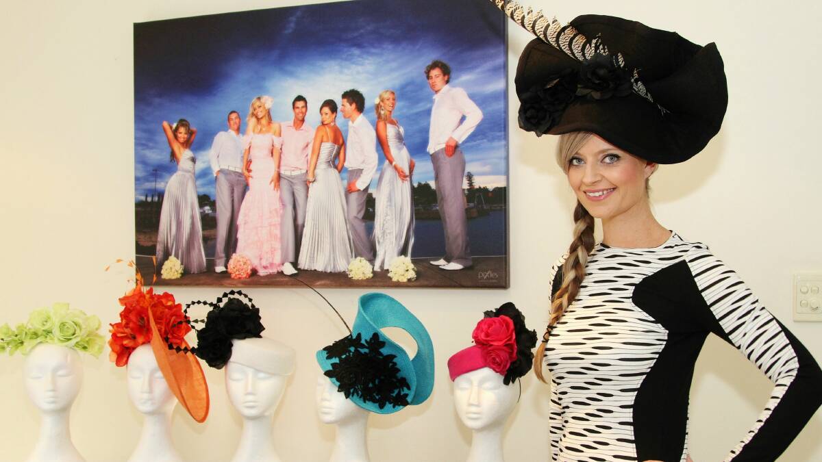 Pamela O'Brien shows off some of her unique hat designs which are proving popular on race days.