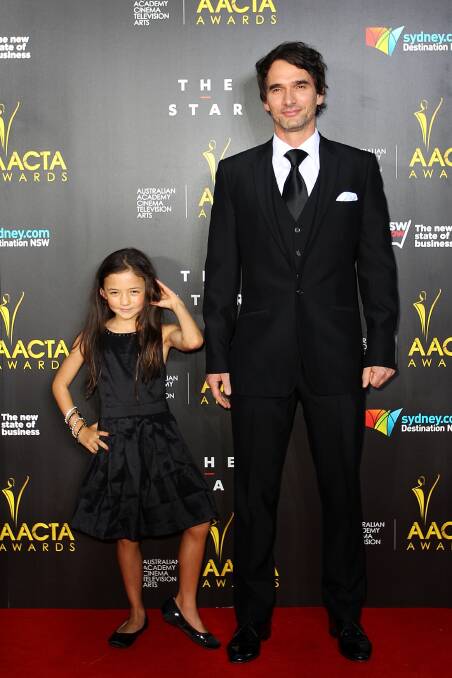 Todd Sampson and daughter Coco arrive at the AACTA Awards. Picture: GETTY IMAGES