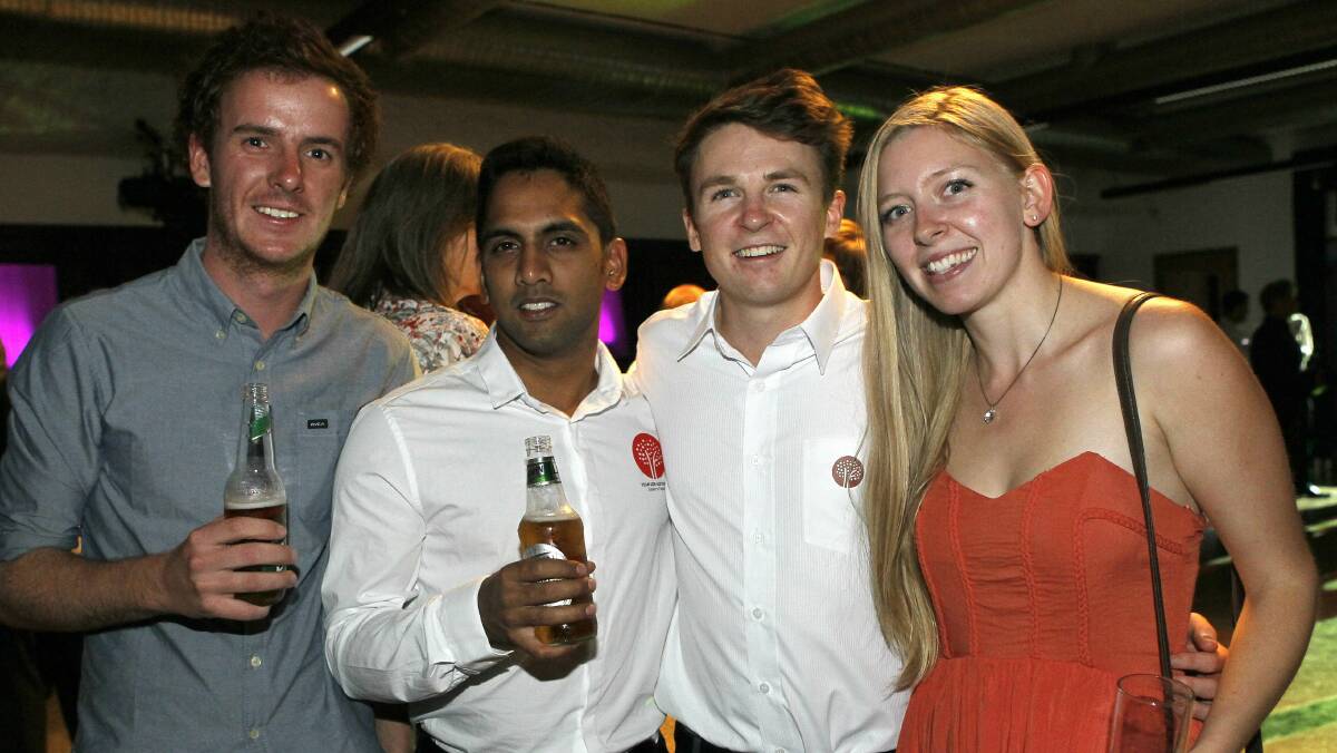 Luke Messer, Nalin Piyaratna, Gavin Treseder and Sophie Russell at the Team UOW cocktail reception.