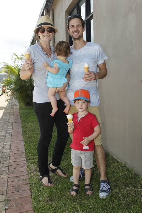 Lisa and Liam Butcher with Mila and Lincoln at Towradgi Beach Hotel.