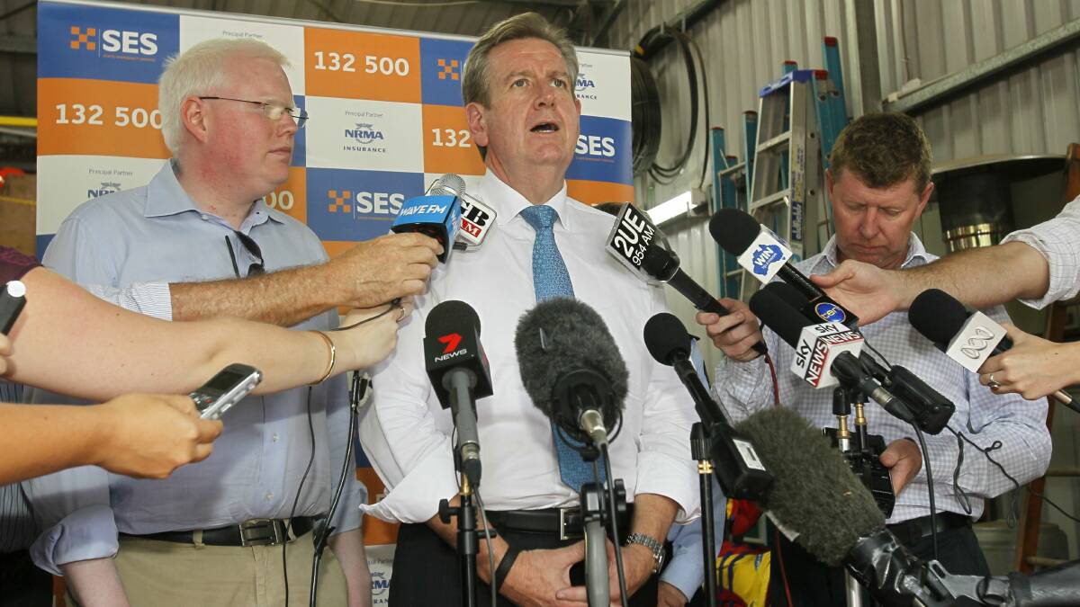 Barry O'Farrell at a press conference during his visit to Kiama yesterday. Picture: DAVID TEASE