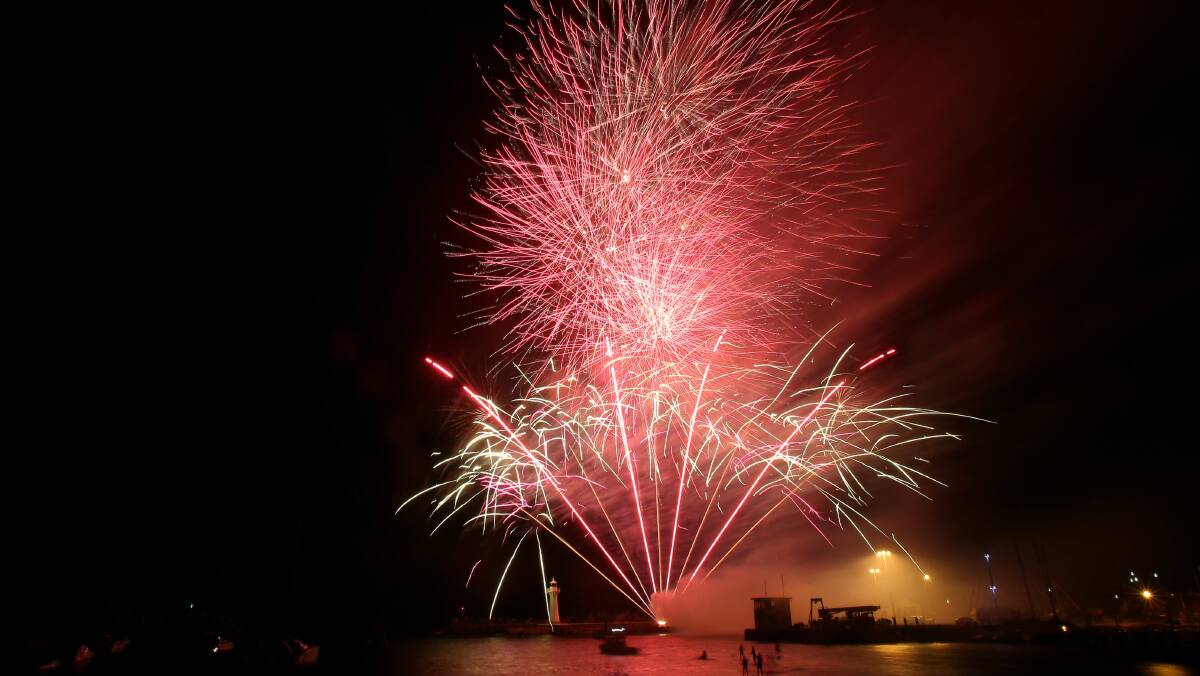 The Australia Day fireworks at Belmore Basin. Picture: ADAM McLEAN