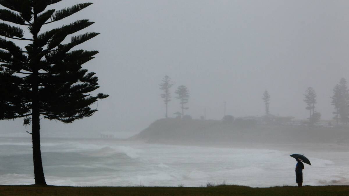 It was a bleak view off the coast at Bulli this afternoon. Picture: KEN ROBERTSON