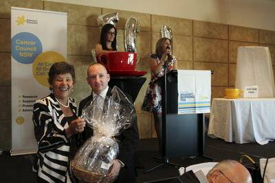 Cancer sufferer Terrie Baxter and chauffeur Dean McLerie at Tea by the Sea. Photo: GREG ELLIS