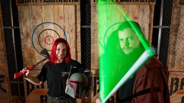 Chloe Lyttle and Matt Evans from Battle Axe Bar getting into character ahead of their Star Wars event. Picture by Adam McLean